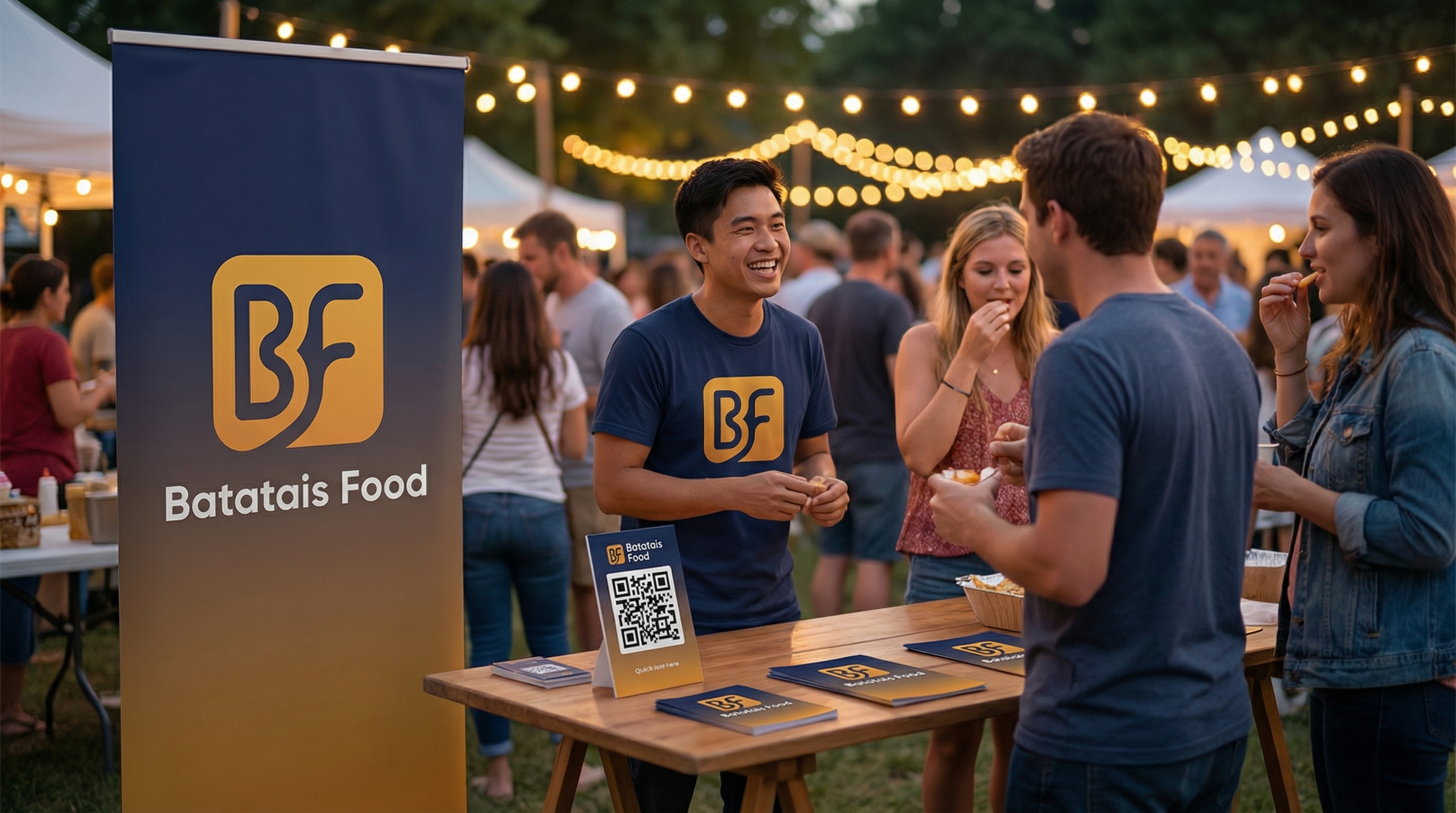 Mockup de estande Batatais Food em evento local