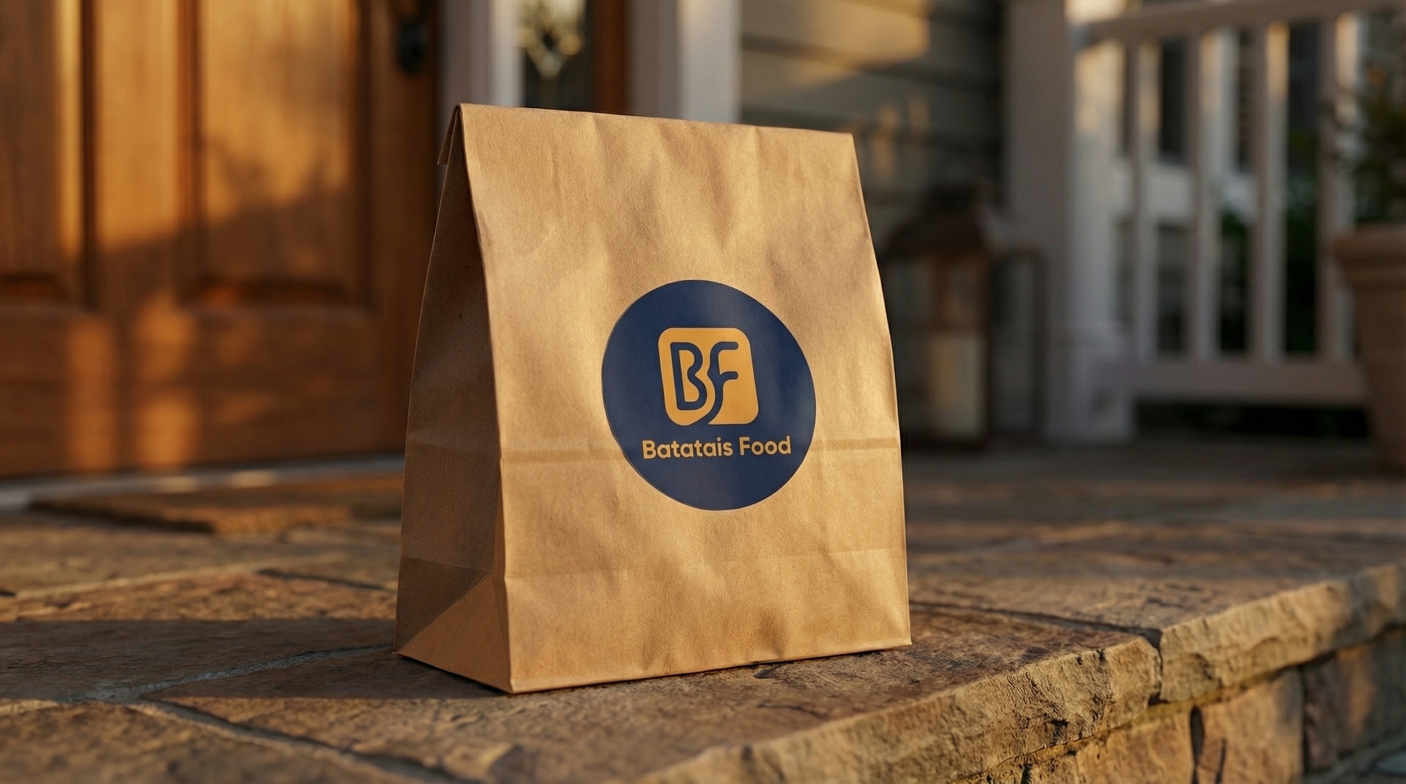 Mockup de sacola de delivery com adesivo Batatais Food